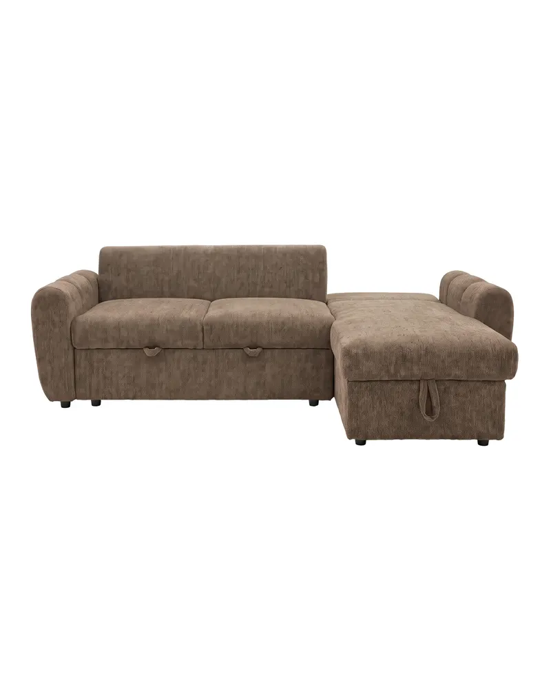 Teo Schlafsofa mit Chaiselongue in Braun, Gestell Schwarz, Ansicht 9