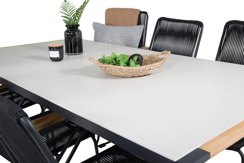 Texas & Bois Gartenmöbel-Set mit Glastisch und 6 Stühlen in Schwarz, Ansicht 5