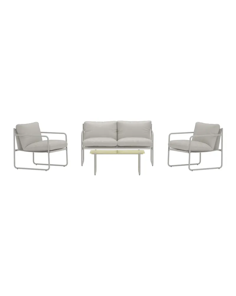 Thassos Gartenlounge mit Sofa, zwei Sesseln und Glastisch, Ansicht 2