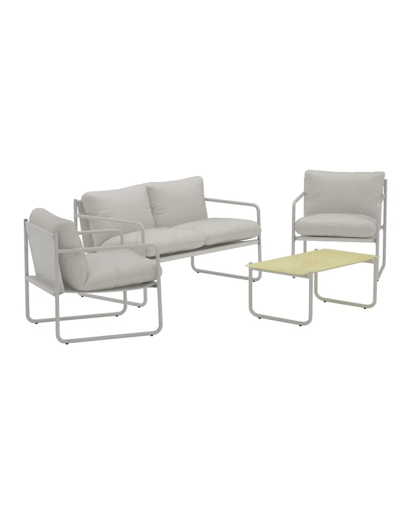 Thassos Gartenlounge mit Sofa, zwei Sesseln und Glastisch, Ansicht 3