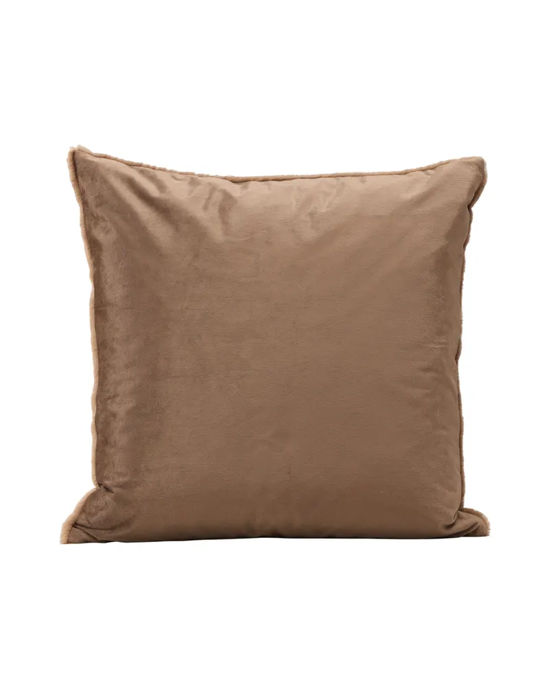 Thea Kissenbezug 50 × 50 cm mit flauschiger Vorderseite in Braun, Ansicht 5