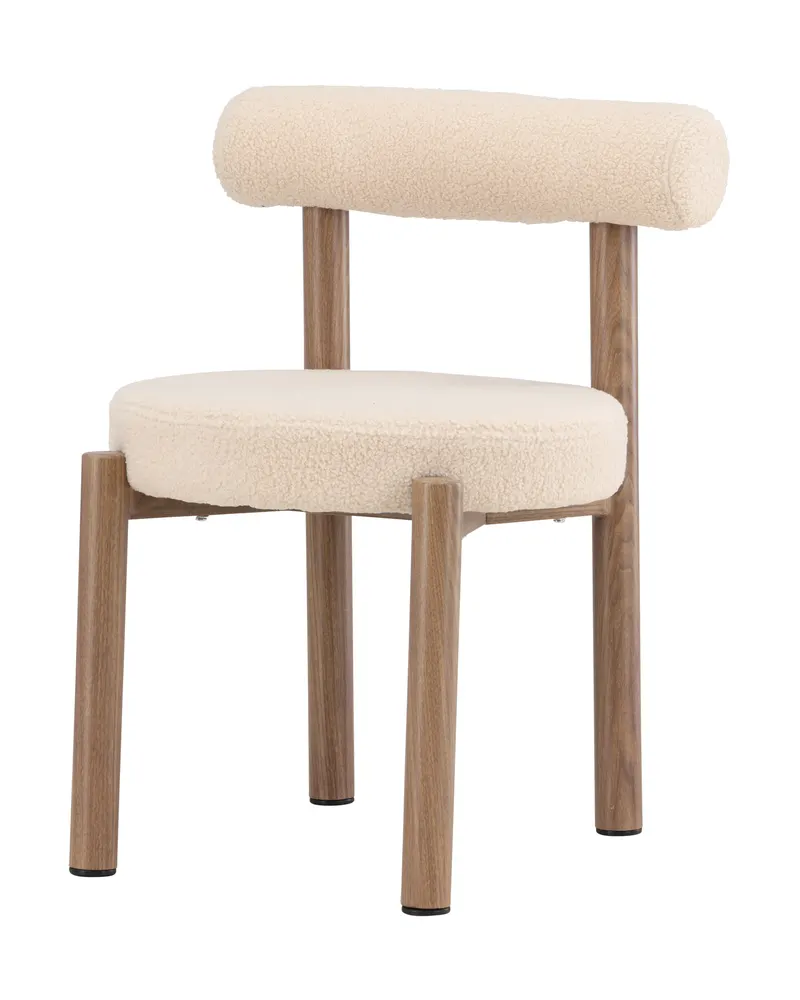 Tillo Esszimmerstühle im 2er-Set, Bouclé Weiß mit rundem Sitz
