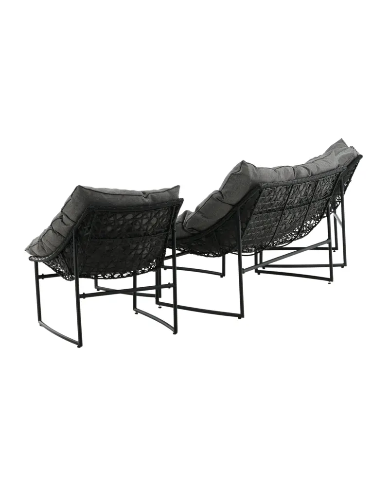 Tina Gartenlounge mit Sofa, zwei Sesseln und Glastisch in Table: H:45 L:95 W:50 Chair: D:71 H:75 W:66 Sofa: D:71 H:75 W:118 cm, Transparent, Gestell Schwarz, Ansicht 9