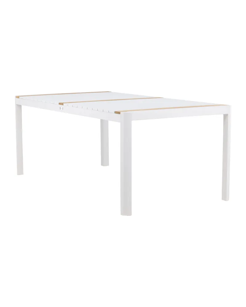 Togo rechteckiger Gartentisch aus Aluminium und Teak in 200 × 100 cm, Weiß, Ansicht 1