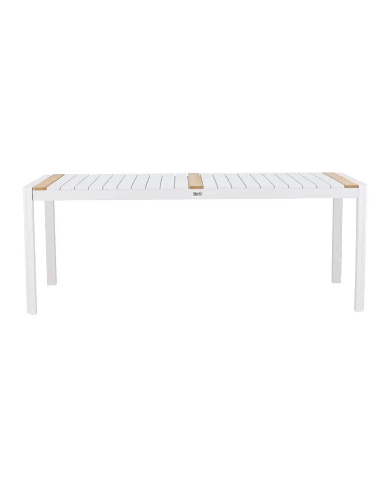 Togo rechteckiger Gartentisch aus Aluminium und Teak in 200 × 100 cm, Weiß, Ansicht 2