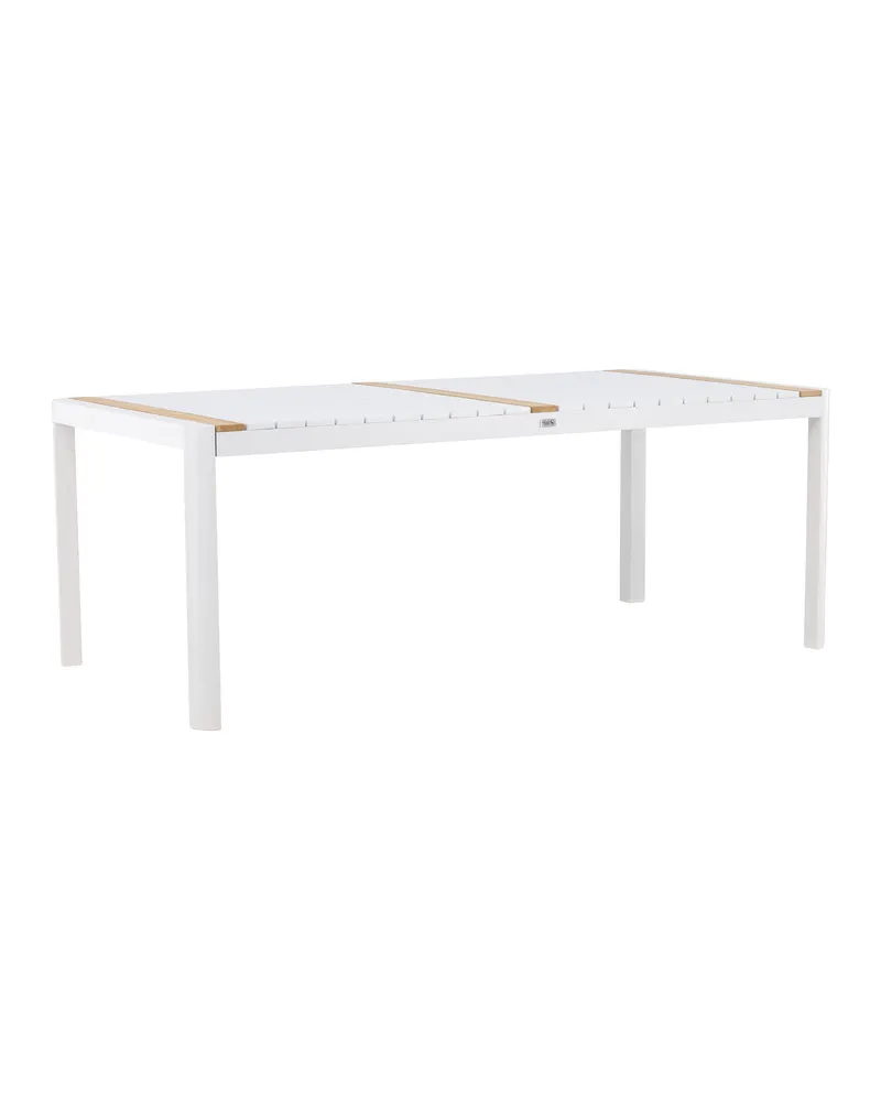 Togo rechteckiger Gartentisch aus Aluminium und Teak in 200 × 100 cm, Weiß, Ansicht 6