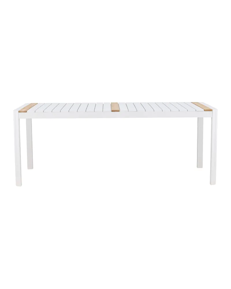 Togo rechteckiger Gartentisch aus Aluminium und Teak in 200 × 100 cm, Weiß, Ansicht 7