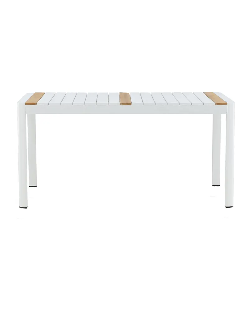 Togo rechteckiger Gartentisch aus Aluminium und Teak in 150 × 90 cm, Weiß, Ansicht 7