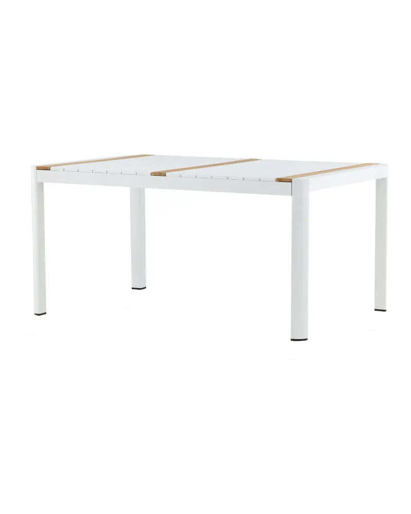 Togo rechteckiger Gartentisch aus Aluminium und Teak in 150 × 90 cm, Weiß, Ansicht 8