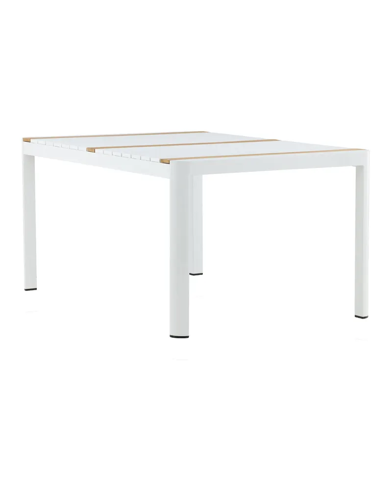 Togo rechteckiger Gartentisch aus Aluminium und Teak in 150 × 90 cm, Weiß, Ansicht 9