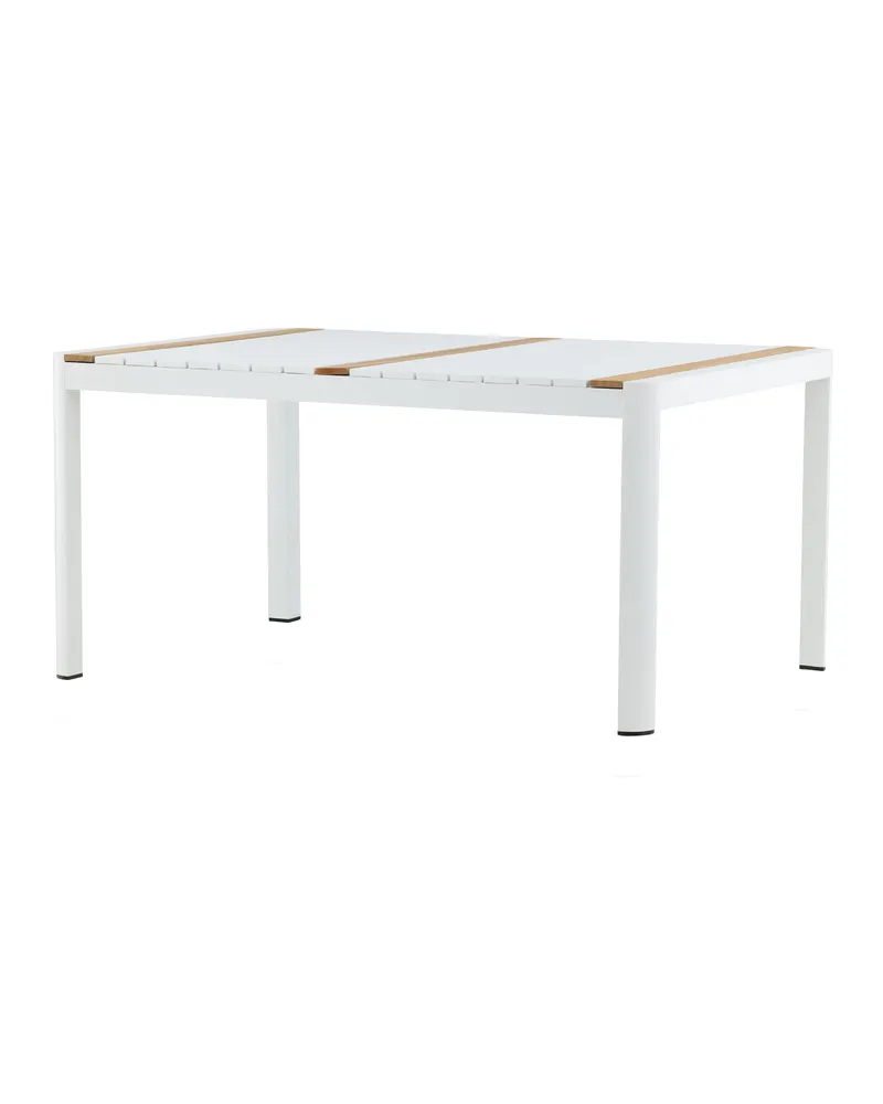 Togo rechteckiger Gartentisch aus Aluminium und Teak in 150 × 90 cm, Weiß, Ansicht 2