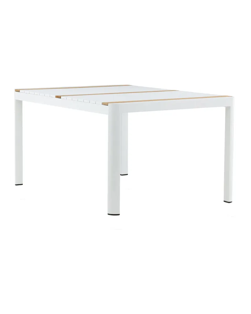 Togo rechteckiger Gartentisch aus Aluminium und Teak in 150 × 90 cm, Weiß, Ansicht 3