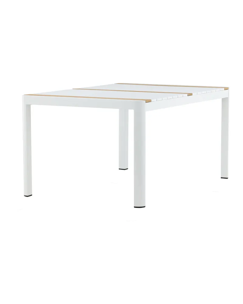 Togo rechteckiger Gartentisch aus Aluminium und Teak in 150 × 90 cm, Weiß, Ansicht 5