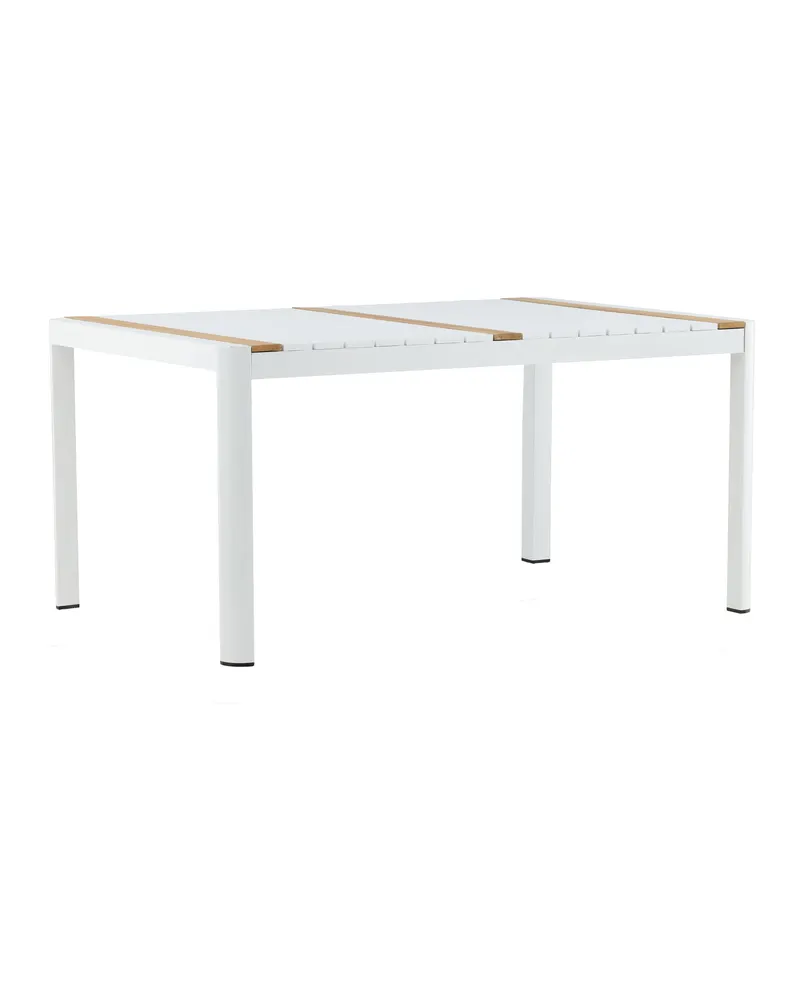 Togo rechteckiger Gartentisch aus Aluminium und Teak in 150 × 90 cm, Weiß, Ansicht 6