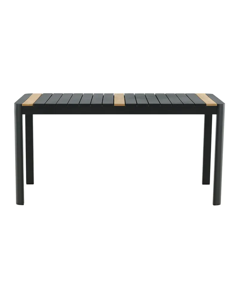 Togo rechteckiger Gartentisch aus Aluminium und Teak, Schwarz