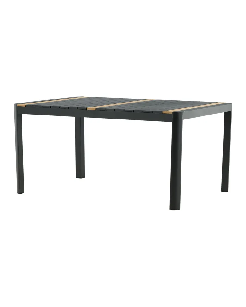 Togo rechteckiger Gartentisch aus Aluminium und Teak in 150 × 90 cm, Schwarz, Ansicht 2