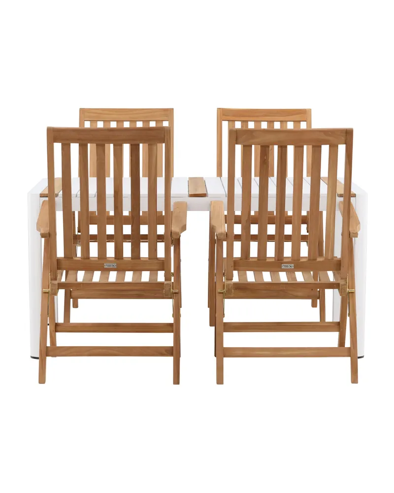 Togo & Kenya Gartenmöbel-Set mit Tisch und 4 Teak-Klappstühlen in Weiß, Ansicht 7