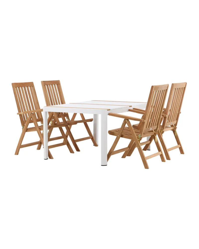 Togo & Kenya Gartenmöbel-Set mit Tisch und 4 Teak-Klappstühlen in Weiß, Ansicht 11