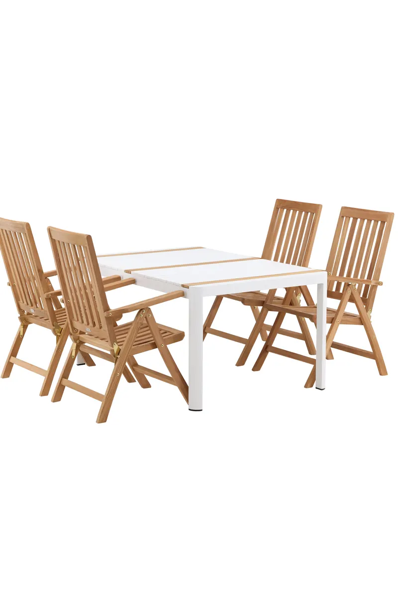 Togo & Kenya Gartenmöbel-Set mit Tisch und 4 Teak-Klappstühlen in Weiß, Ansicht 13