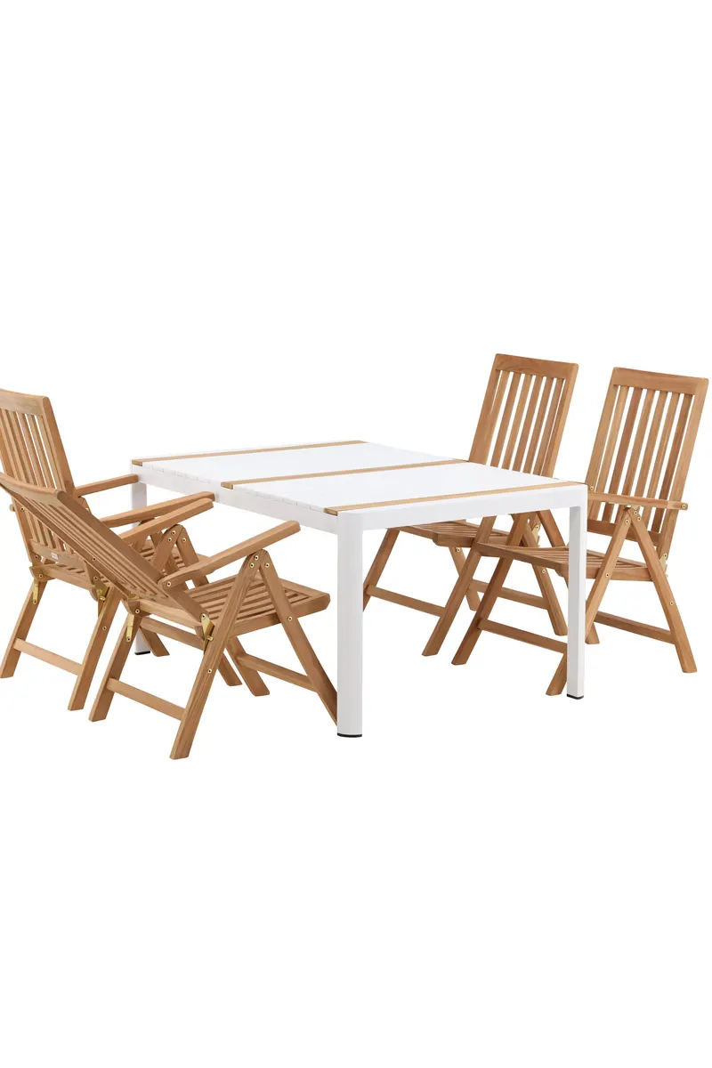 Togo & Kenya Gartenmöbel-Set mit Tisch und 4 Teak-Klappstühlen in Weiß, Ansicht 15