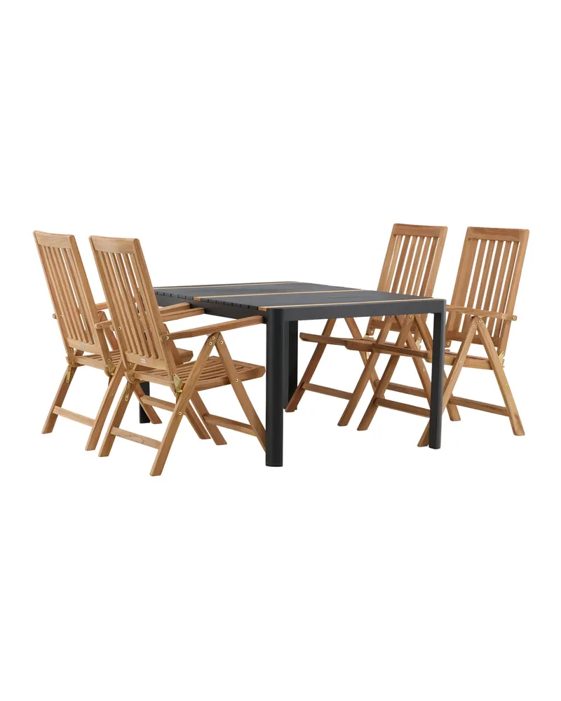Togo & Kenya Gartenmöbel-Set mit Tisch und 4 Teak-Klappstühlen in Schwarz, Ansicht 9