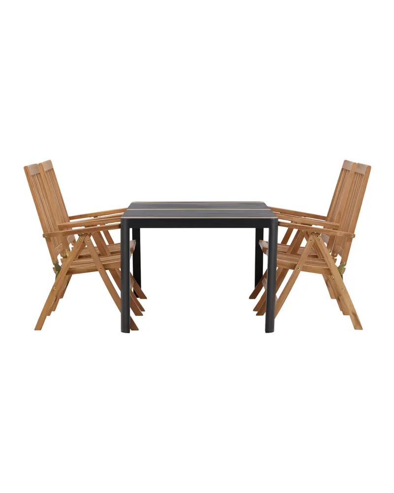 Togo & Kenya Gartenmöbel-Set mit Tisch und 4 Teak-Klappstühlen in Schwarz, Ansicht 10