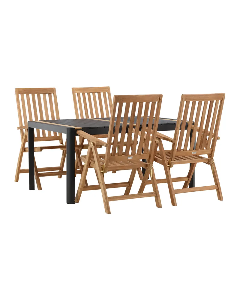 Togo & Kenya Gartenmöbel-Set mit Tisch und 4 Teak-Klappstühlen in Schwarz, Ansicht 12