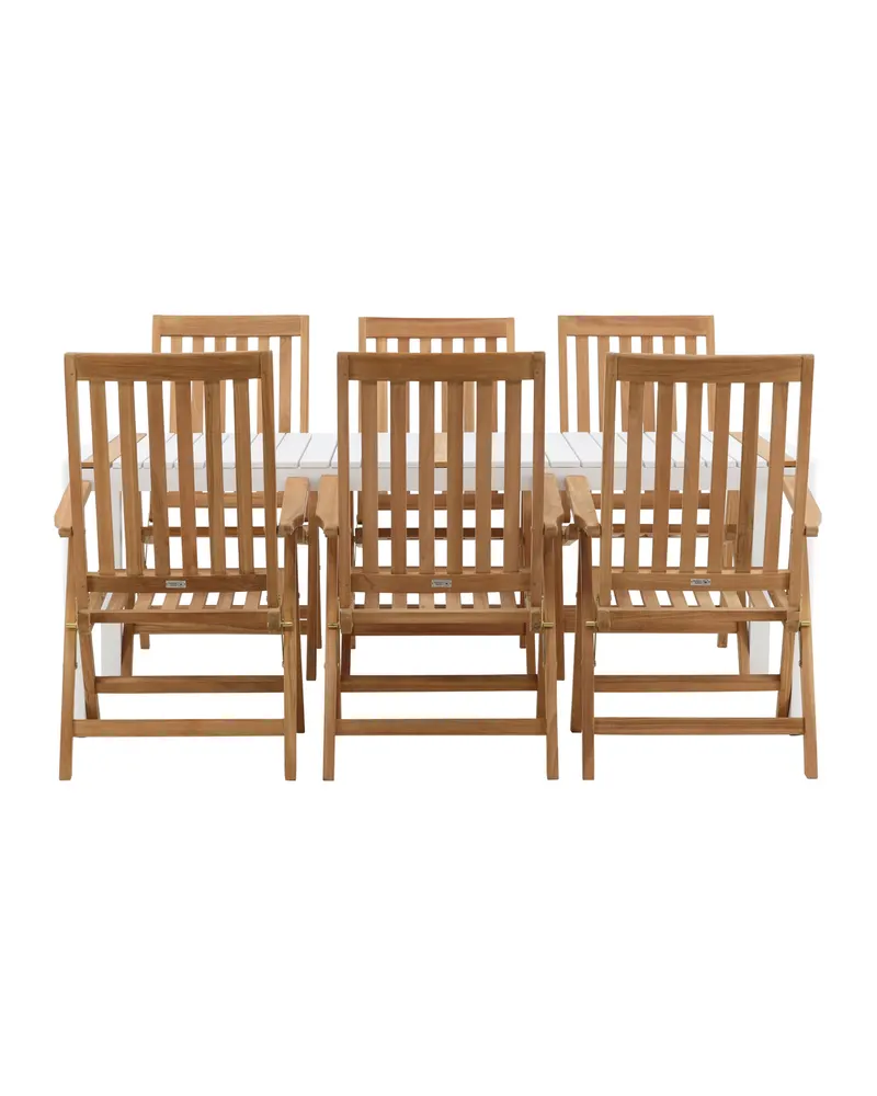 Togo & Kenya Gartenmöbel-Set mit 6 verstellbaren Teakstühlen