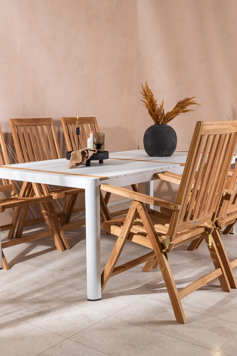 Togo & Kenya Gartenmöbel-Set mit 6 Teakstühlen, im Wohnraum, Ansicht 2