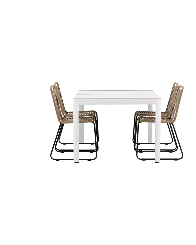 Togo & Lindos Gartenmöbel-Set mit Tisch 150 × 90 cm und 4 Seilstühlen in Weiß, Ansicht 10