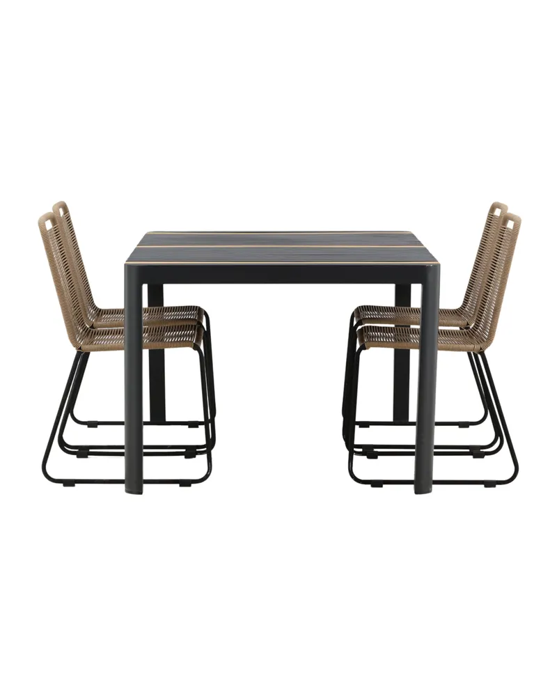 Togo & Lindos Gartenmöbel-Set mit Tisch 150 × 90 cm und 4 Seilstühlen in Schwarz, Ansicht 10