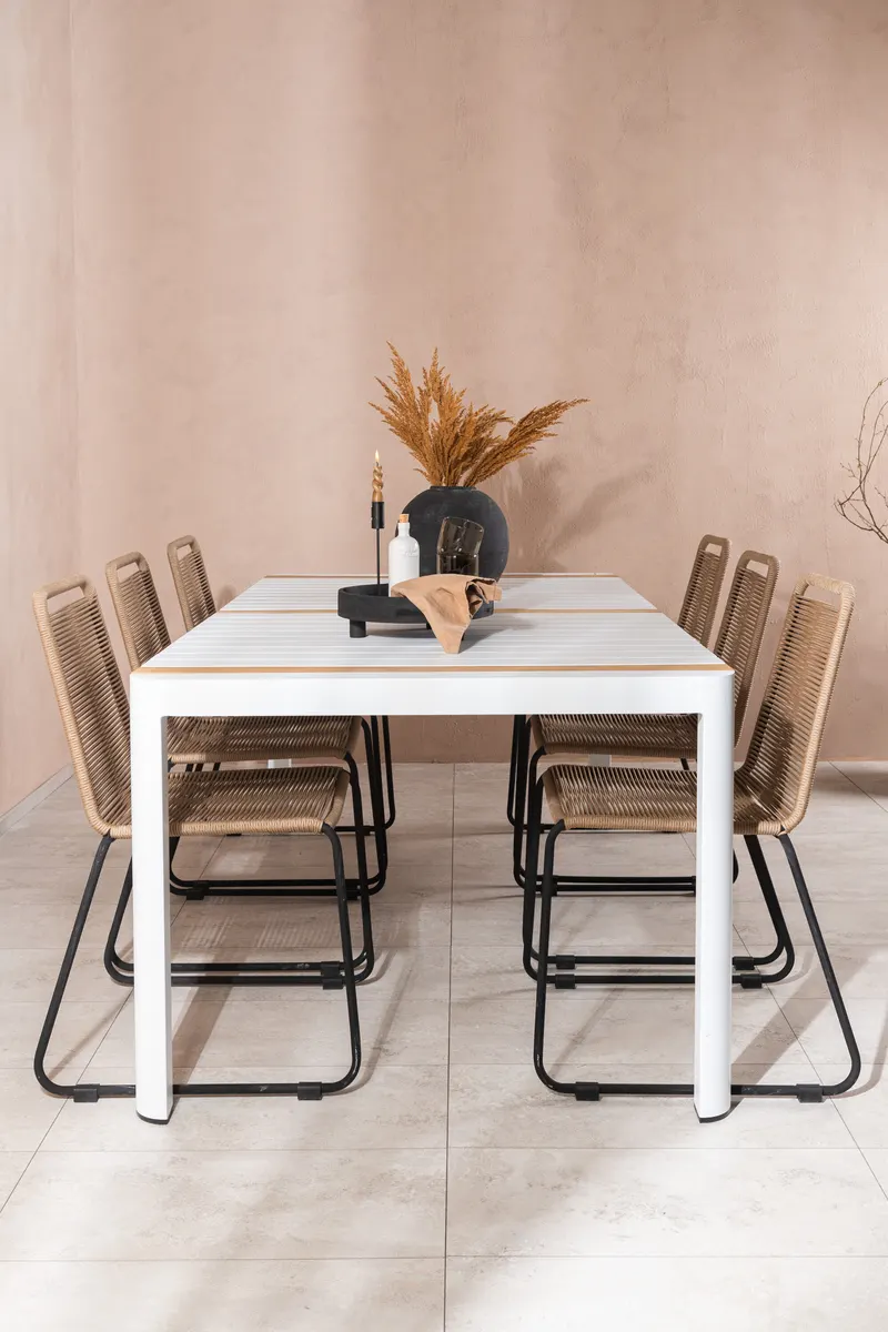 Togo & Lindos Gartenmöbel-Set mit 6 Seilstühlen, im Wohnraum, Ansicht 1