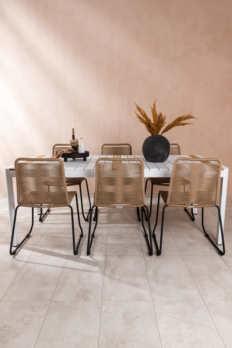 Togo & Lindos Gartenmöbel-Set mit 6 Seilstühlen, im Wohnraum, Ansicht 3
