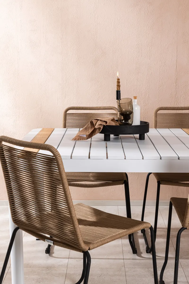 Togo & Lindos Gartenmöbel-Set mit 6 Seilstühlen, im Wohnraum, Ansicht 4