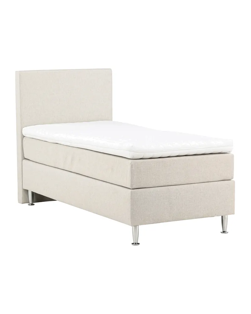 Toledo Bett als Kontinentalbett mit Kopfteil, Füße in Champagner, Beige, Gestell Champagner