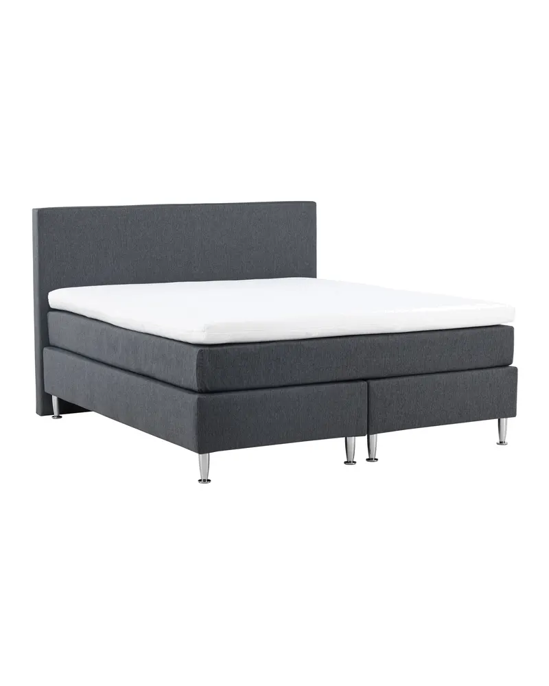 Toledo Doppelbett 180 × 200 cm, Kontinentalbett mit zwei Matratzen, Dunkelgrau, Gestell Champagner