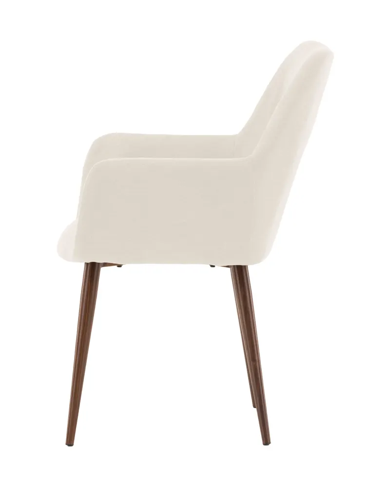 Tomorrow Esszimmerstuhl mit Armlehnen und Stoffbezug in Beige, Gestell Mokka, Ansicht 8