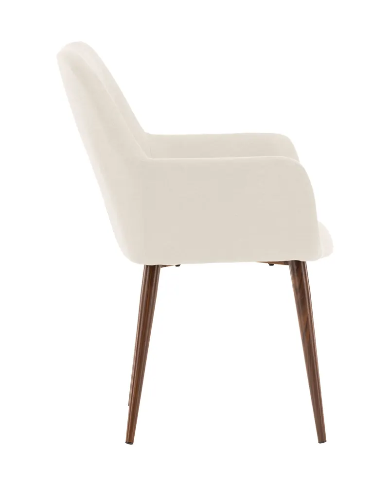 Tomorrow Esszimmerstuhl mit Armlehnen und Stoffbezug in Beige, Gestell Mokka, Ansicht 5