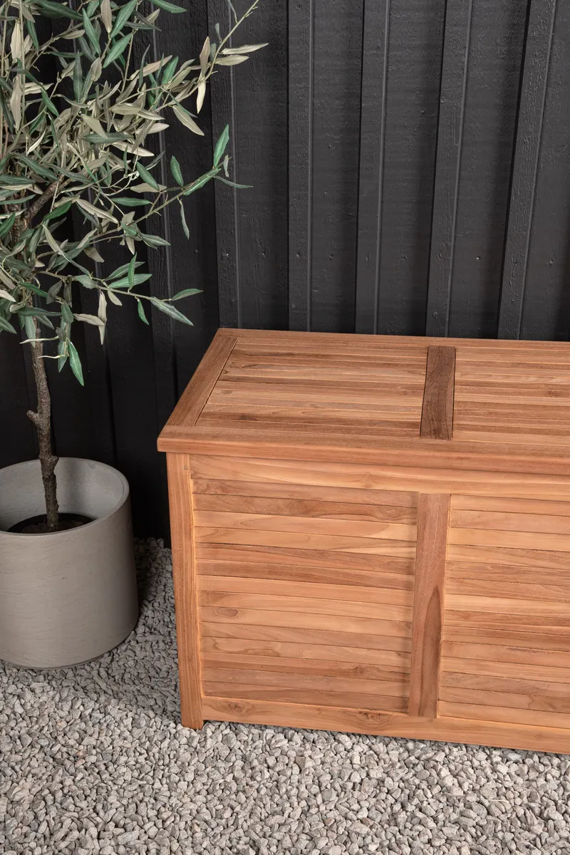 Trento Gartenbox aus Teak in 130 × 50 × 60 cm, im Wohnraum, Ansicht 2