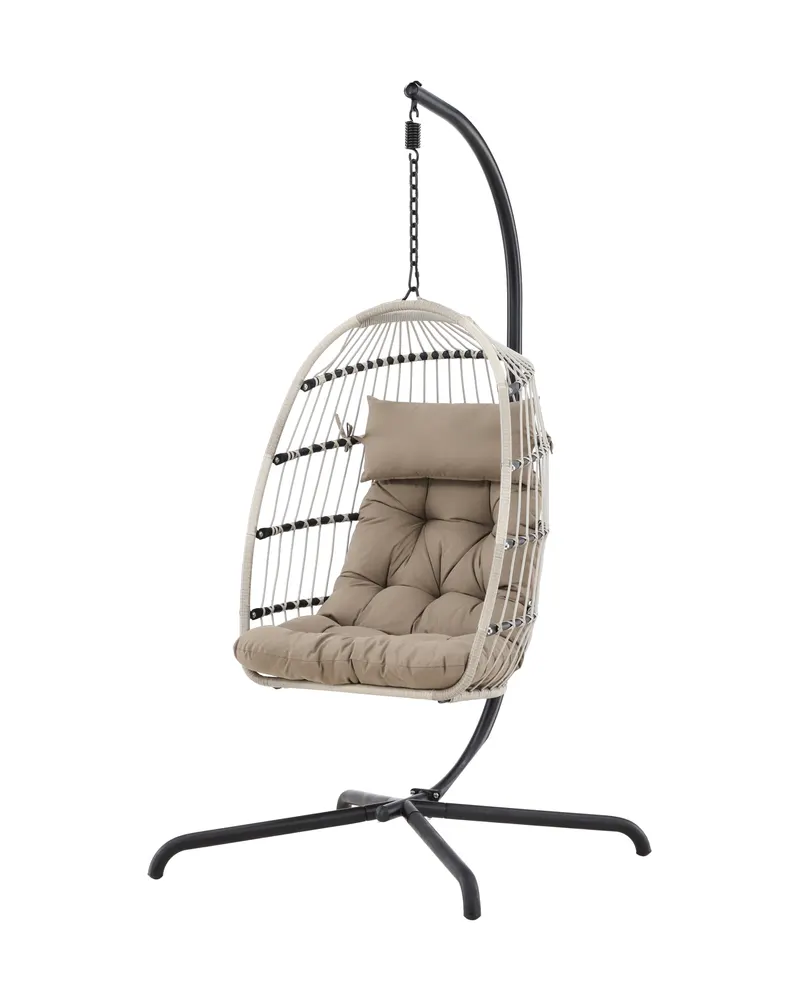 Trezza Hängesessel mit Gestell in Braun, Gestell Schwarz, Ansicht 3