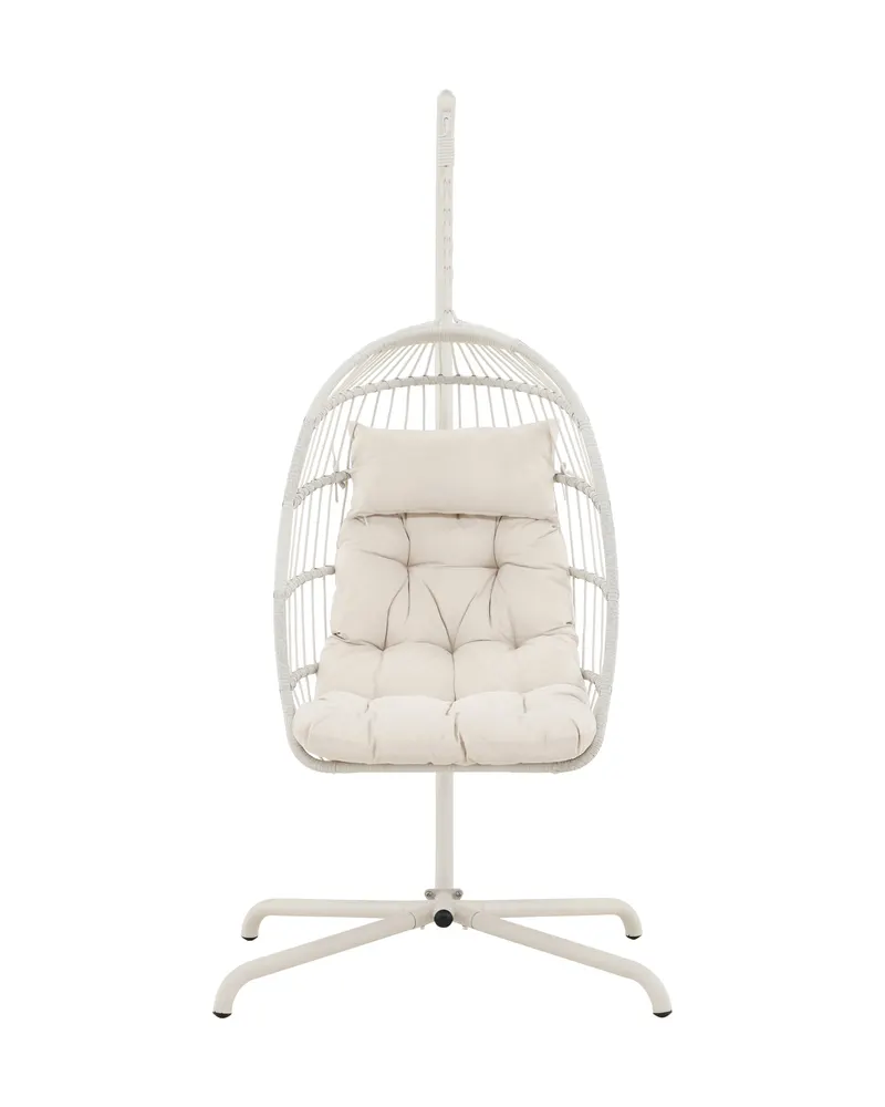 Trezza Hängesessel mit Gestell, Korb aus Stahl und Seil, Beige