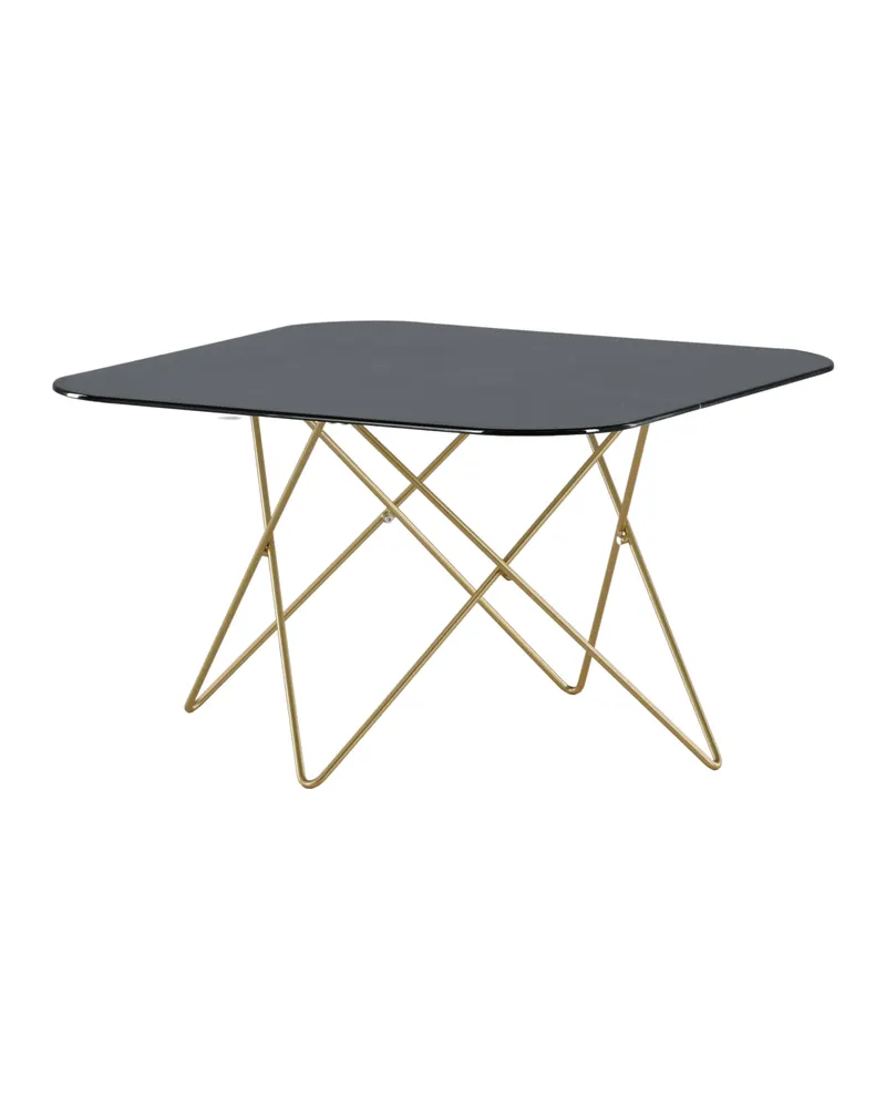 Tristar quadratischer Couchtisch aus Glas in Marmoroptik in Schwarz, Gestell Gold, Ansicht 11
