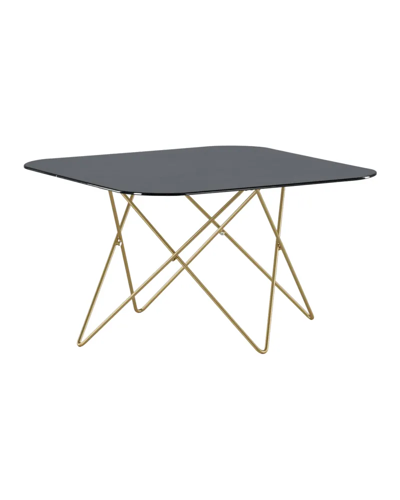 Tristar quadratischer Couchtisch aus Glas in Marmoroptik in Schwarz, Gestell Gold, Ansicht 3