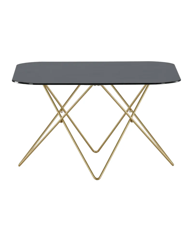 Tristar quadratischer Couchtisch aus Glas in Marmoroptik in Schwarz, Gestell Gold, Ansicht 4