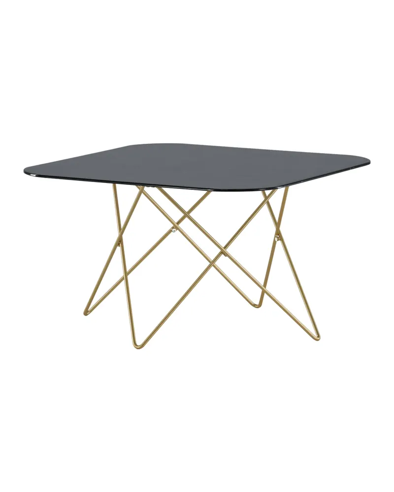 Tristar quadratischer Couchtisch aus Glas in Marmoroptik in Schwarz, Gestell Gold, Ansicht 5