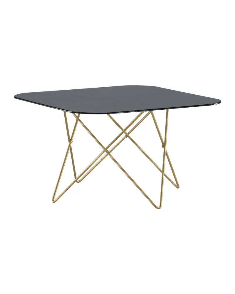 Tristar quadratischer Couchtisch aus Glas in Marmoroptik in Schwarz, Gestell Gold, Ansicht 6