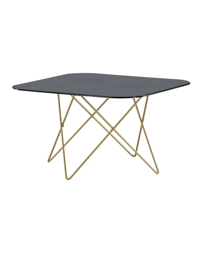 Tristar quadratischer Couchtisch aus Glas in Marmoroptik in Schwarz, Gestell Gold, Ansicht 8