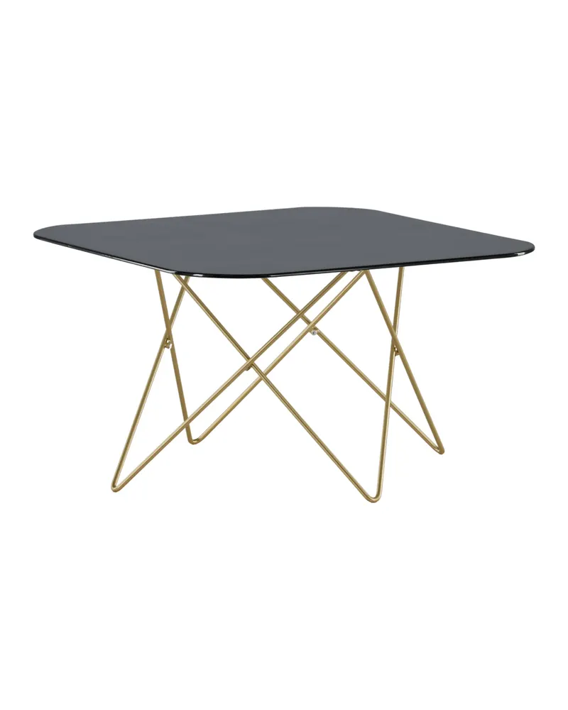 Tristar quadratischer Couchtisch aus Glas in Marmoroptik in Schwarz, Gestell Gold, Ansicht 9