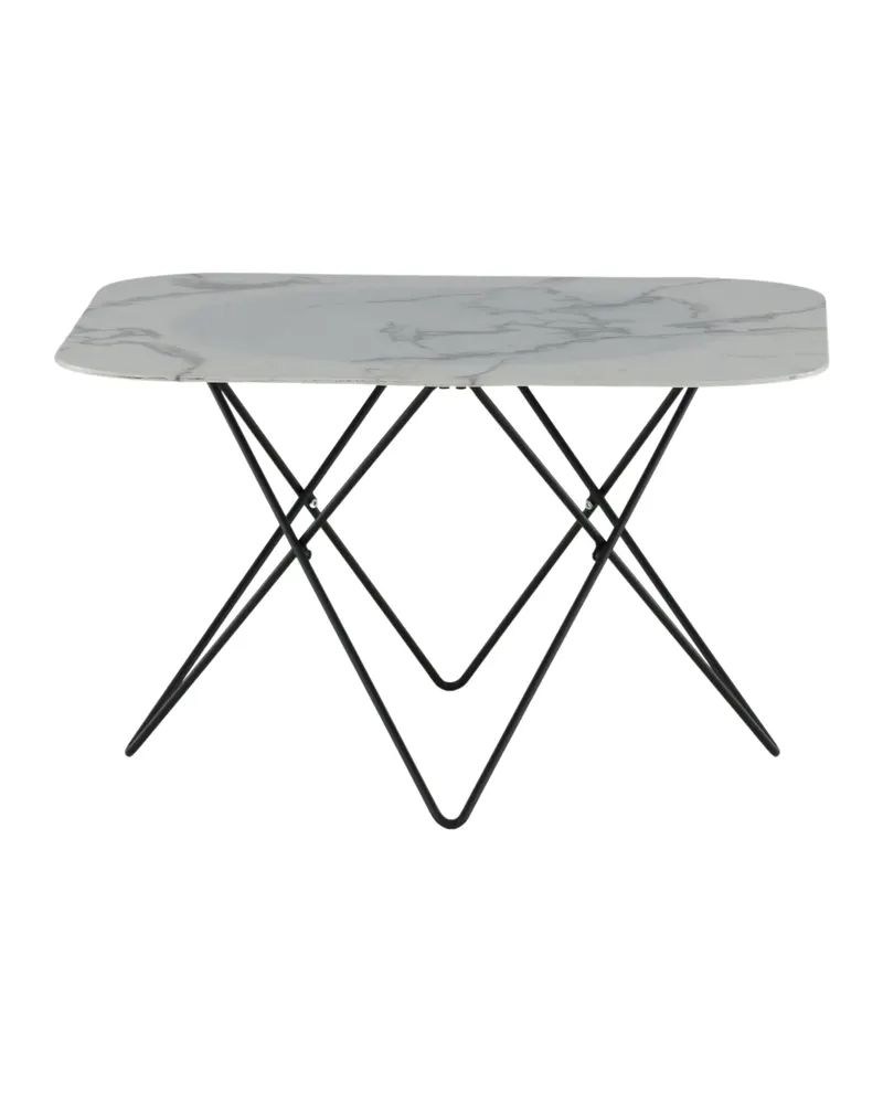 Tristar quadratischer Couchtisch aus Glas in Marmoroptik, Schwarz, Gestell Gold