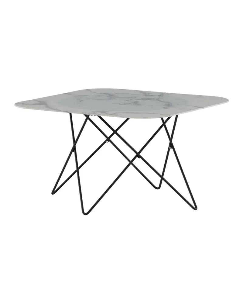 Tristar quadratischer Couchtisch aus Glas in Marmoroptik in Weiß, Gestell Schwarz, Ansicht 11
